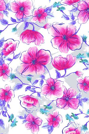 浪漫水彩华亿平台印花华亿平台图片