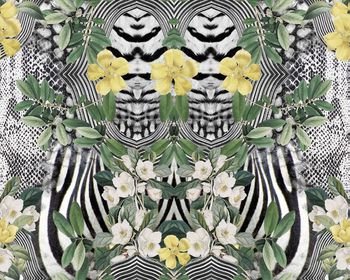 斑马纹蟒蛇纹花草花卉印花华亿平台图片