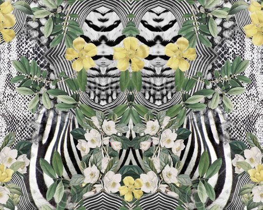 斑马纹蟒蛇纹花草花卉印花华亿平台图片