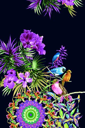 大花朵印花华亿平台图片