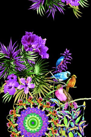 大花朵印花华亿平台图片