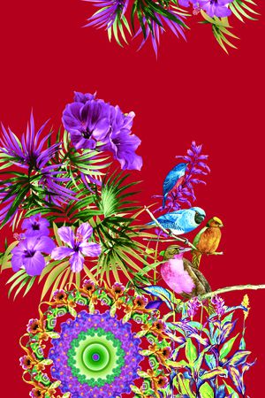 大花朵印花华亿平台图片