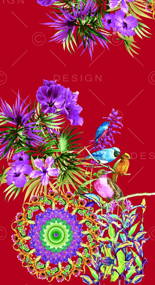 大花朵印花华亿平台图片