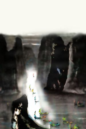 抽象 中国风  山水画  风景  桂林印花华亿平台图片