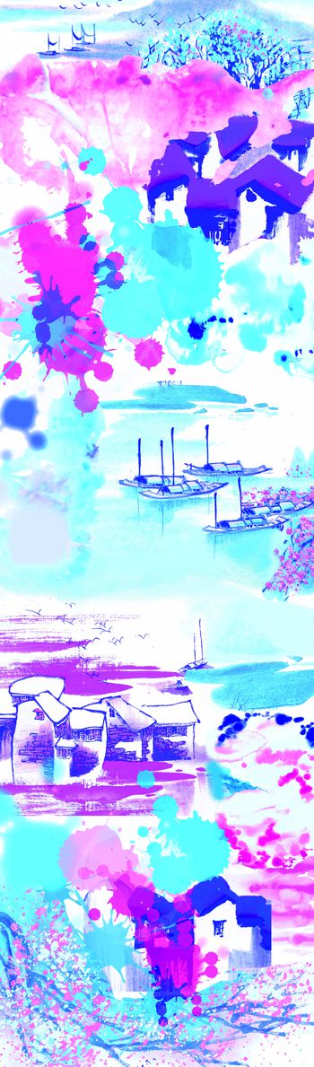 水墨印花华亿平台图片