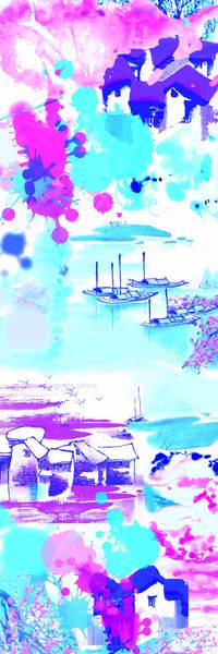 水墨印花华亿平台图片