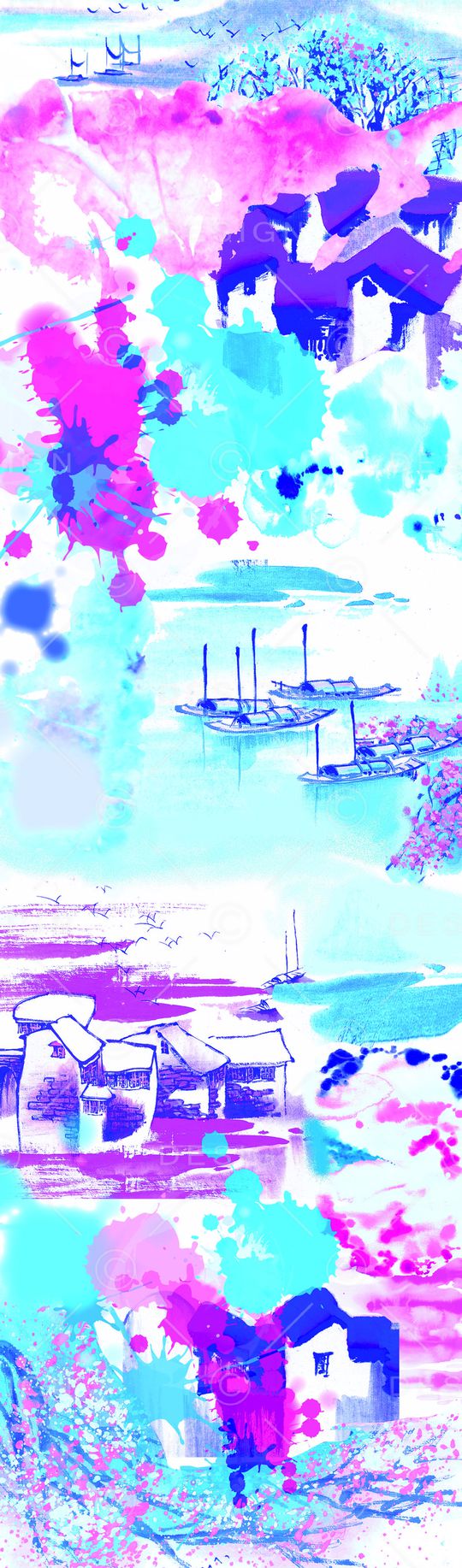 水墨印花华亿平台图片