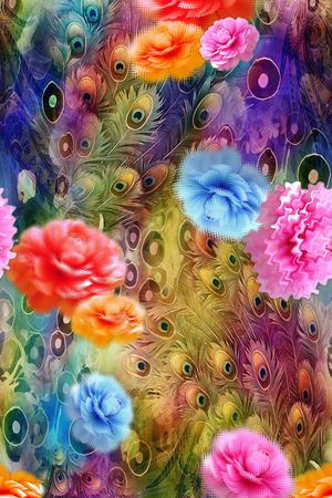 传统花卉印花华亿平台图片