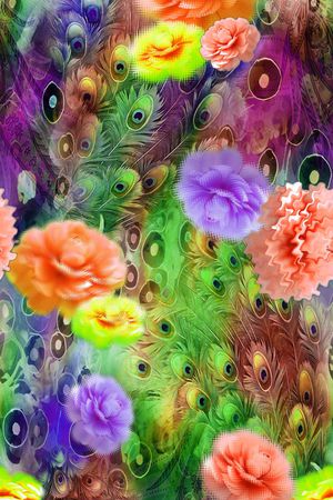 传统花卉印花华亿平台图片