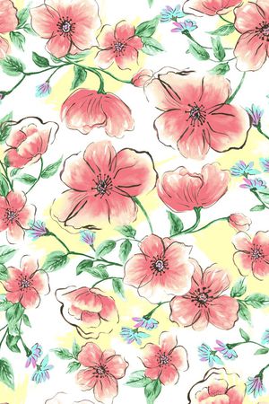 浪漫水彩华亿平台印花华亿平台图片