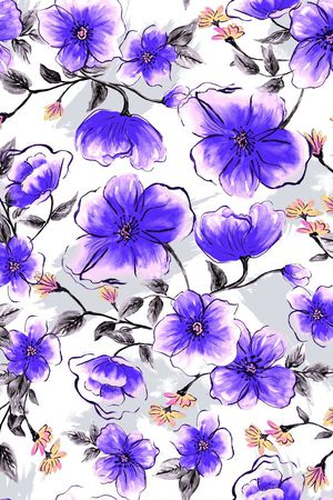 浪漫水彩华亿平台印花华亿平台图片