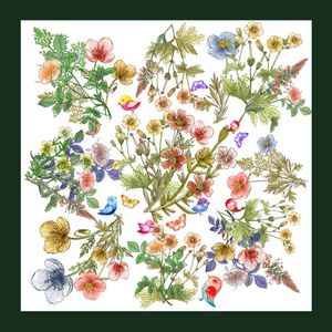 水彩花卉印花华亿平台图片