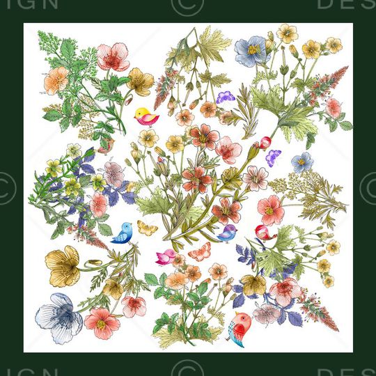 水彩花卉印花华亿平台图片