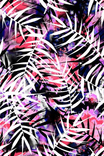 533329-时尚大牌潮流抽象底纹树叶数码印花