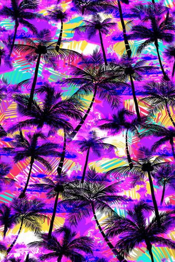 533332-椰树深林休闲度假棕榈叶组合女装连衣