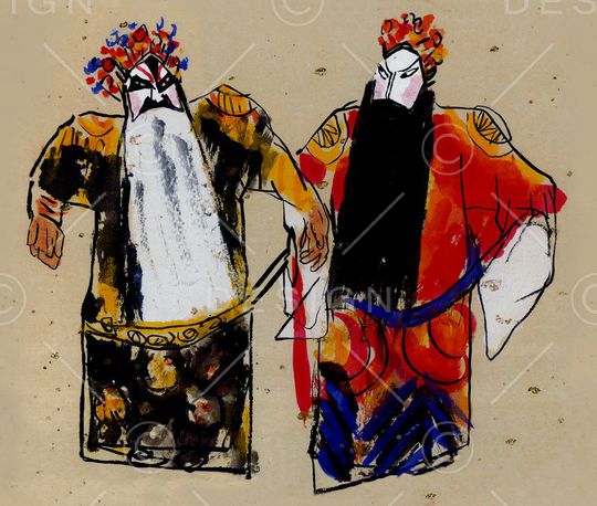 写意 京剧人物  人物速写 油画 中国风  包青天印花华亿平台图片