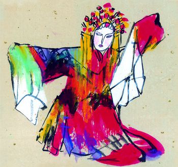 京剧人物  人物速写 油画 中国风  包青天印花华亿平台图片