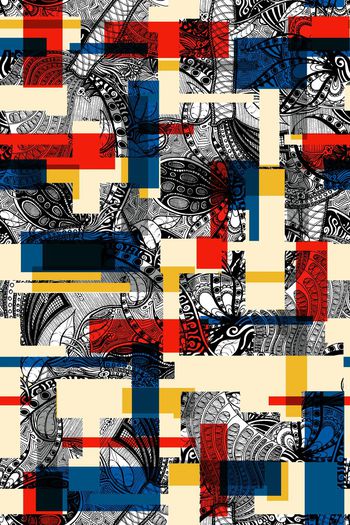 533372-欧美流行时尚线条插画方格子系列03