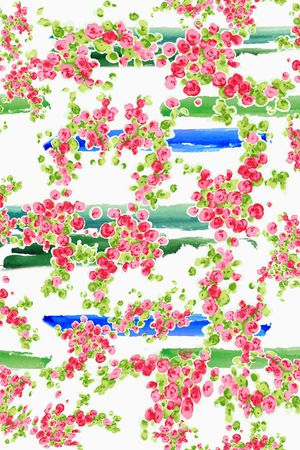 清爽 流行时尚 水彩果实 服装 家纺 窗帘 丝巾印花华亿平台图片