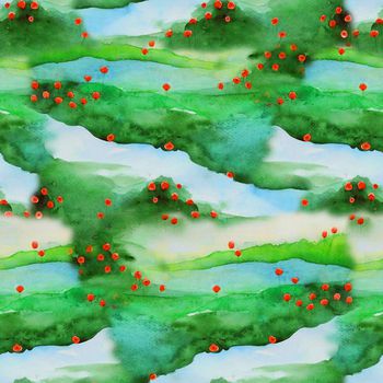 533511-中国风水彩罂粟花女装印花