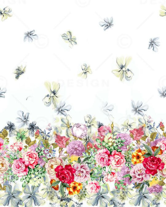 水彩花卉印花华亿平台图片