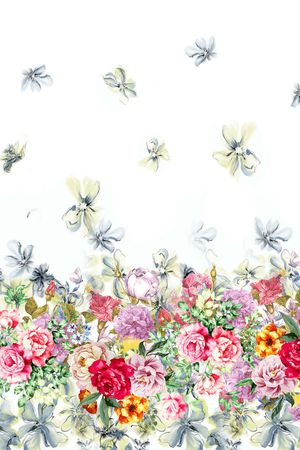 水彩花卉印花华亿平台图片