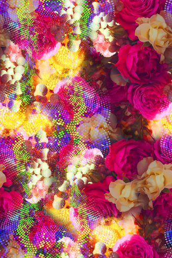 533894-抽象彩色波点花卉图案