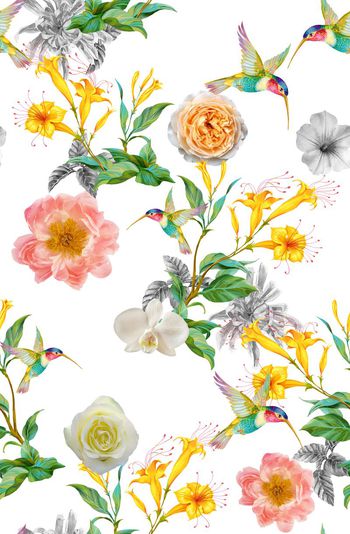 534064-花卉  小鸟   郁金香