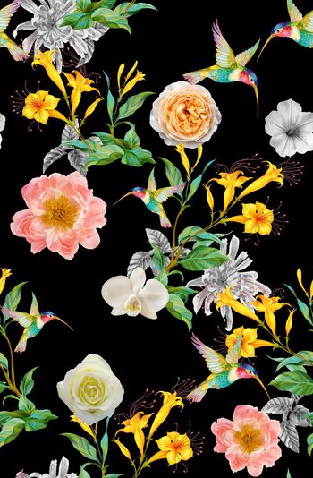 534065-花卉  小鸟   郁金香