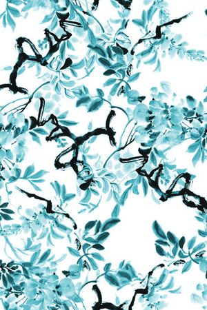 水墨花卉印花华亿平台图片