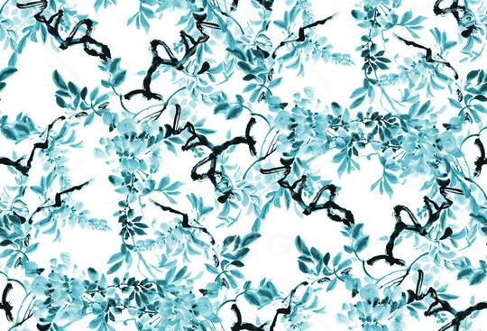 水墨花卉印花华亿平台图片