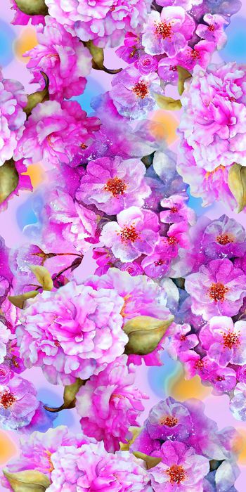 534147-时尚 水彩 花卉 牡丹花 桃花 数