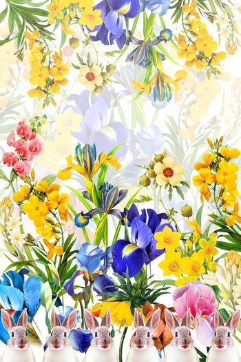 534445-田园风手绘花卉丛林兔子精灵-密语系