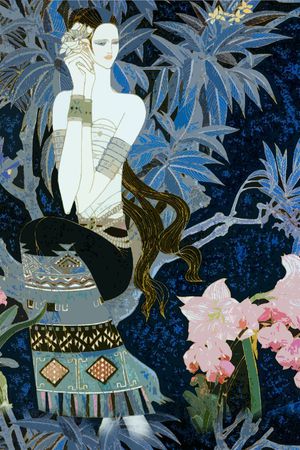 待嫁的新娘 族  中国风 民族  人物 树叶 花卉  工笔人物印花华亿平台图片