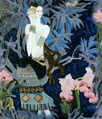 待嫁的新娘 族  中国风 民族  人物 树叶 花卉  工笔人物印花华亿平台图片