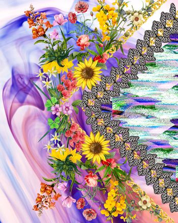 534460-田园风手绘幻彩花卉链条蝴蝶密语-密