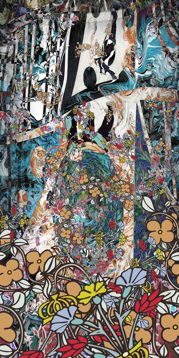 抽象几何印花华亿平台图片