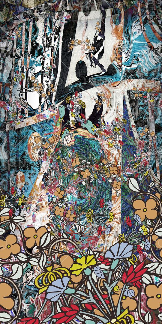 抽象几何印花华亿平台图片