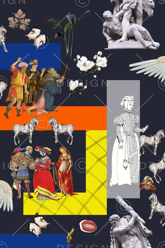 欧式人物印花华亿平台图片