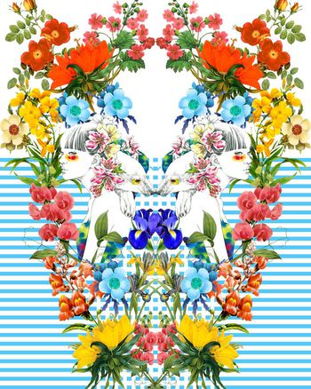 534557-田园风手绘花卉熊仔美人横纹-密语系