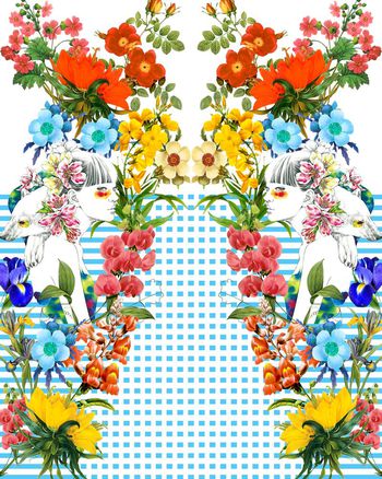 534559-田园风手绘花卉熊仔美人横纹-密语系