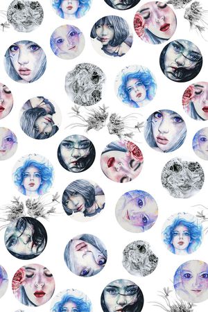 插画女孩印花华亿平台图片