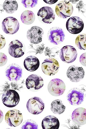 插画女孩印花华亿平台图片