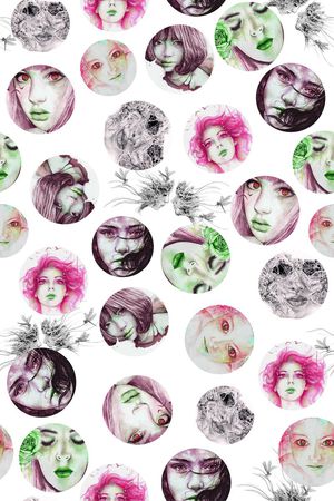 插画女孩印花华亿平台图片