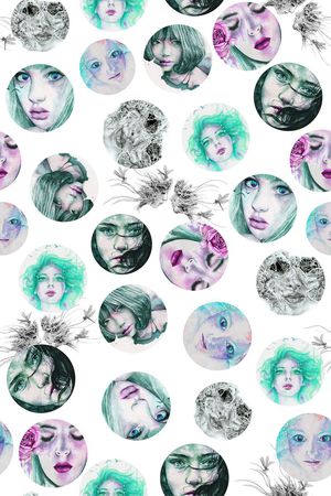 插画女孩印花华亿平台图片