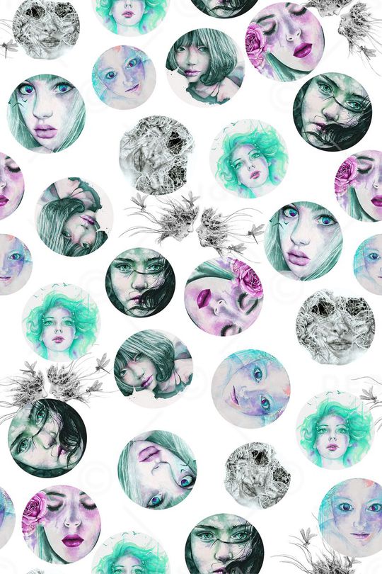 插画女孩印花华亿平台图片