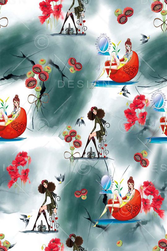 插画人物印花华亿平台图片