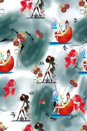 插画人物印花华亿平台图片