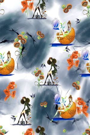 插画人物印花华亿平台图片