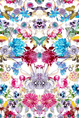 白底花卉印花华亿平台图片